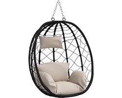 vidaXL - Hangende - ei-stoel - poly - rattan - 91,5 - x - 54,5 - x - 107 - cm - Taupe