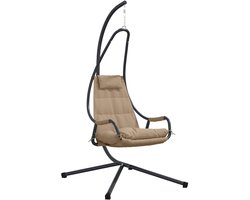 vidaXL - Hangende - ei-stoel - Taupe - 94 - x - 107 - x - 196,5 - cm - Staal