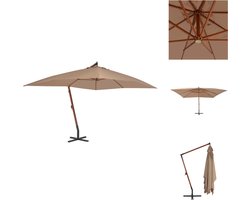 vidaXL Hangende Houten Parasol - Tuinparasol 400x300x285 cm - UV-beschermend polyester - Parasol