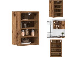 vidaXL Hangende Kast - Hangende Kasten - Keukenkast - Opbergkast - Hangkast 40x29,5x60 cm bewerkt hout oud houtkleurig