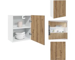 vidaXL Hangende Kast - Hangende Kasten - Keukenkast - Opbergkast - Hangkast 50x31x60 cm bewerkt hout artisanaal eikenkleur