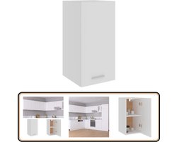 vidaXL Hangkast - 29,5x31x60 cm - Bewerkt hout - Wit Hangkast - Keukenopbergkast - Opbergkast - Houten Kast - Wit Kast