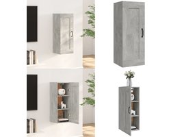 vidaXL Hangkast 35x34x90 cm bewerkt hout betongrijs - Hangkast - Hangkasten - Hangende Kast - Kastje