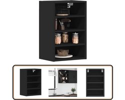 vidaXL Hangkast - 40x29,5x60 cm - Bewerkt hout - Zwart Keukenopbergruimte - Wandschrank - Houten Kast - Zwarte Kast - Compact Design