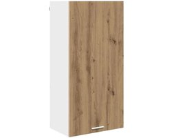 vidaXL - Hangkast - Ambachtelijke - Eik - en - Wit - 50 - x - 31 - x - 100 - cm - Bewerkt - hout