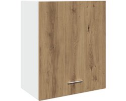 vidaXL - Hangkast - Lyon - 50x31x60 - cm - bewerkt - hout - artisanaal - eikenkleur