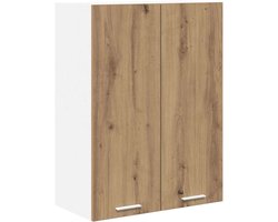 vidaXL - Hangkast - met - opslag - Artisan - Eiken - 60 - x - 31 - x - 80 - cm - Bewerkt - hout