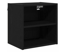 vidaXL - Hangkast - met - opslag - Zwart - Eiken - 40 - x - 29,5 - x - 40 - cm - Bewerkt - hout