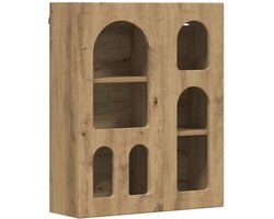 vidaXL - Hangkast - met - plank - Artisan - Eiken - 59 - x - 20 - x - 71.5 - cm - Bewerkt - hout