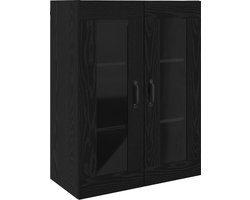 vidaXL - Hangkast - voor - aan - de - muur - Zwart - 69.5 - x - 34 - x - 90 - cm - Bewerkt - hout