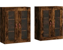 vidaXL - Hangkasten - 2 - st - bewerkt - hout - gerookt - eikenkleurig