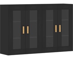 vidaXL - Hangkasten - 2 - st - bewerkt - hout - zwart