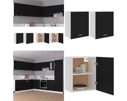 vidaXL Hangkasten Lyon 2 st 50x31x60 cm bewerkt hout zwart - Hangkast - Hangkasten - Hangende Kast - Hangende Kasten