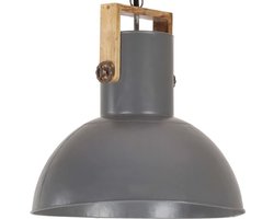 vidaXL Hanglamp industrieel rond 25 W E27 52 cm mangohout grijs