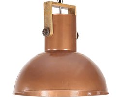 vidaXL Hanglamp industrieel rond 25 W E27 52 cm mangohout koperkleurig