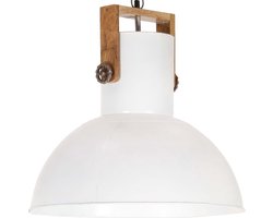 vidaXL Hanglamp industrieel rond 25 W E27 52 cm mangohout wit