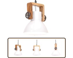 vidaXL Hanglamp Industrieel Wit & Bruin, 25W E27 Hanglamp - Industriële Lamp - Vintage Lamp - Houten Lamp - Metalen Lamp