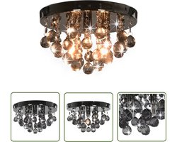 vidaXL Hanglamp - Plafondlamp - Plafondlamp met smoky kralen rond G9 zwart - Smokey Black - Metalen Plafondlamp - Moderne Plafondlamp