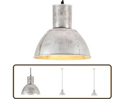 vidaXL Hanglamp - Rond - 28,5 cm - Zilverkleurig Hanglamp - Industriële Lamp - Vintage Lamp - Zilveren Lamp - Salonlamp