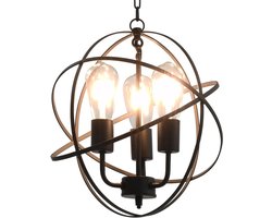 vidaXL Hanglamp rond 3xE27 zwart