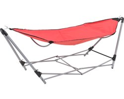 vidaXL - Hangmat - met - inklapbare - standaard - rood