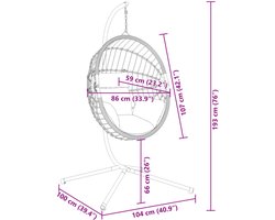 vidaXL Hangstoel met standaard rattan en staal lichtgrijs