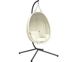 vidaXL - Hangstoel - met - standaard - stof - en - staal - beige