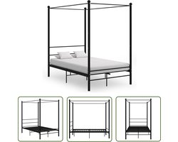 vidaXL Hemelbed - Metalen Bedframe - Hemelbedframe metaal zwart 120x200 cm - Boxspring Frame - Tweepersoons Bed - Slaapcomfort