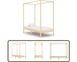 vidaXL Hemelbedframe 100x200 cm - Massief Grenen Hemelbed - Massief Hout Bed - Grenenhout Bed - Tweepersoons Bed - Bed Frame
