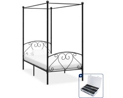 vidaXL hemelbedframe - 120 x 200 cm - metaal - zwart - Inclusief antikrasvilt 177-delig