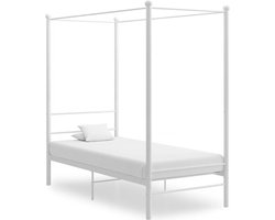 vidaXL - Hemelbedframe - metaal - wit - 100x200 - cm