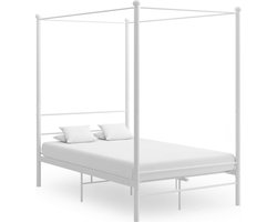 vidaXL - Hemelbedframe - metaal - wit - 140x200 - cm