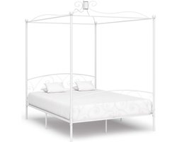 vidaXL - Hemelbedframe - metaal - wit - 160x200 - cm