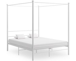 vidaXL - Hemelbedframe - metaal - wit - 160x200 - cm