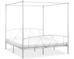 vidaXL - Hemelbedframe - metaal - wit - 180x200 - cm