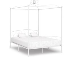vidaXL - Hemelbedframe - metaal - wit - 180x200 - cm
