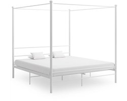 vidaXL - Hemelbedframe - metaal - wit - 180x200 - cm