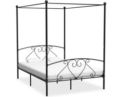 vidaXL - Hemelbedframe - metaal - zwart - 140x200 - cm