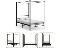 vidaXL - Hemelbedframe - metaal - zwart - 140x200 - cm