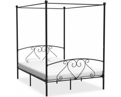 vidaXL - Hemelbedframe - metaal - zwart - 160x200 - cm