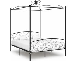 vidaXL - Hemelbedframe - metaal - zwart - 160x200 - cm