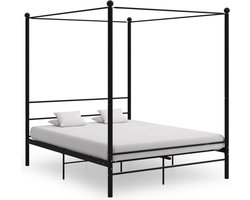 vidaXL - Hemelbedframe - metaal - zwart - 160x200 - cm