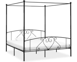 vidaXL - Hemelbedframe - metaal - zwart - 180x200 - cm