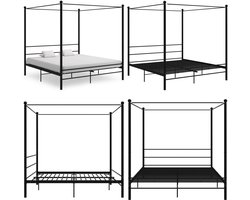 vidaXL - Hemelbedframe - metaal - zwart - 180x200 - cm