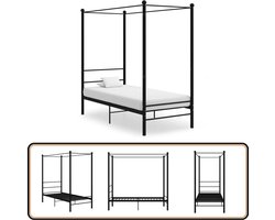 vidaXL Hemelbedframe - Metaal - Zwart - 90x200 cm Metal Frame Bed - Zwarte Metalen Bed - Enkel Bed - Boxspring Bed - Slaapcomfort