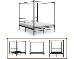 vidaXL Hemelbedframe Zwart 160x200 cm Metaal Hemelbed - Bedframe - Boxspring - Tweepersoonsbed - Metalen Bed