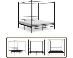 vidaXL Hemelbedframe - Zwart - 180x200 cm Metal Frame - Slaapcomfort - Metal Bed Frame - Boxspring Bed - King Size Bed