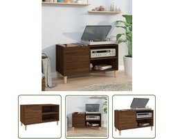 vidaXL Hifi Kast - Platenkast - Platenkast 84,5x38x48 cm bewerkt hout bruin eikenkleur - Vinyl Kast - Muziekkasten - Opslagkasten