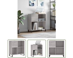 vidaXL Hifi Kast - Platenkast - Platenkast 84,5x38x89 cm bewerkt hout grijs sonoma eikenkleurig - Vinyl Kast - Houten Kast - Grijze Kast