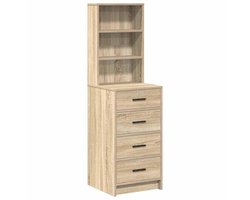 vidaXL - Highboard - met - lade - Sonoma - eiken - 40 - x - 41 - x - 135 - cm - Bewerkt - hout